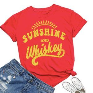 Sunshine And Whiskey Country Retro Red Graphic Tee